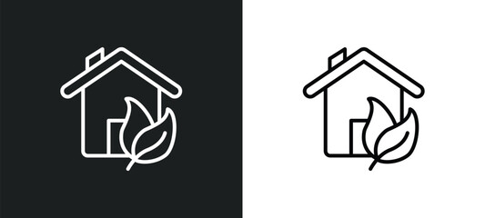 eco house line icon in white and black colors. eco house flat vector icon from eco house collection for web, mobile apps and ui.