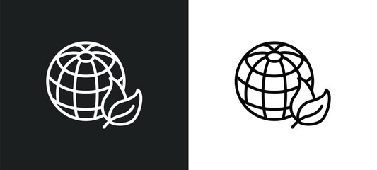 energy globe line icon in white and black colors. energy globe flat vector icon from energy globe collection for web, mobile apps and ui.