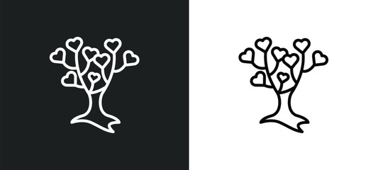 tree of love line icon in white and black colors. tree of love flat vector icon from tree of love collection for web, mobile apps and ui.