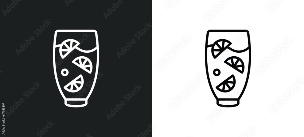 Poster lemon juice line icon in white and black colors. lemon juice flat vector icon from lemon juice colle