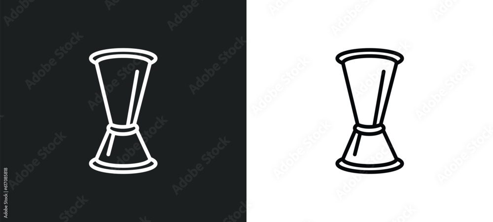 Aufkleber jigger line icon in white and black colors. jigger flat vector icon from jigger collection for web, 