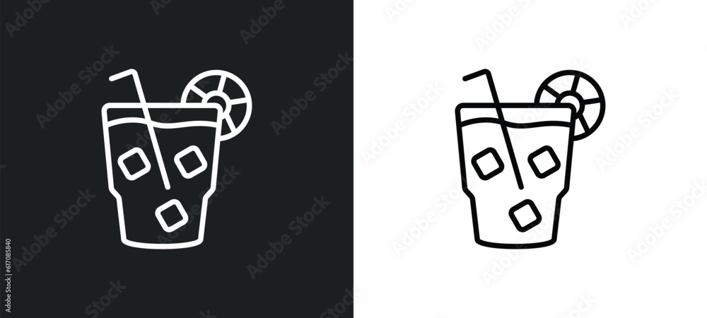 Poster cuba libre line icon in white and black colors. cuba libre flat vector icon from cuba libre collecti