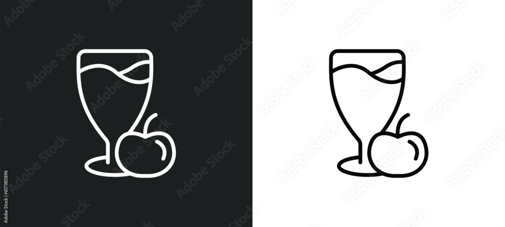 Poster juice line icon in white and black colors. juice flat vector icon from juice collection for web, mob