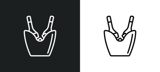 Fototapeta premium ice bucket and bottle line icon in white and black colors. ice bucket and bottle flat vector icon from ice bucket bottle collection for web, mobile apps ui.