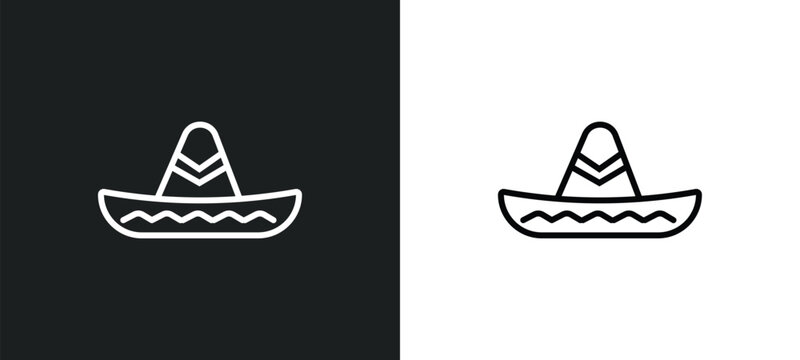 mexican hat line icon in white and black colors. mexican hat flat vector icon from mexican hat collection for web, mobile apps and ui.