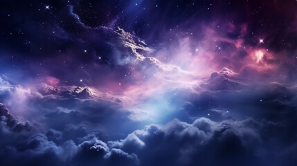 Night sky with clouds and stars_ai_generated