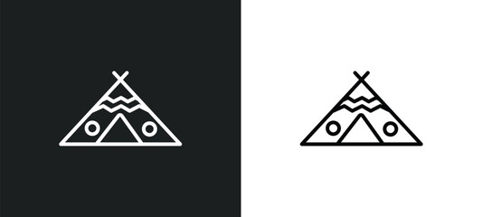 native american wigwam line icon in white and black colors. native american wigwam flat vector icon from native american wigwam collection for web, mobile apps and ui. © IconArt