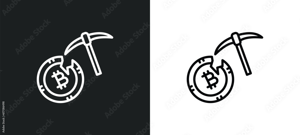 Poster mining line icon in white and black colors. mining flat vector icon from mining collection for web, 