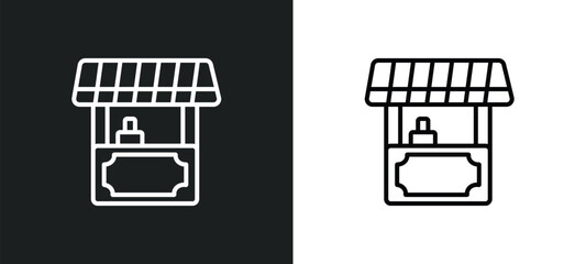 food stall line icon in white and black colors. food stall flat vector icon from food stall collection for web, mobile apps and ui.
