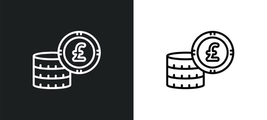 pound sterling line icon in white and black colors. pound sterling flat vector icon from pound sterling collection for web, mobile apps and ui.