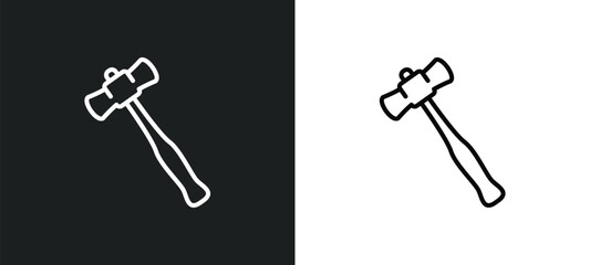 sledge hammer line icon in white and black colors. sledge hammer flat vector icon from sledge hammer collection for web, mobile apps and ui.