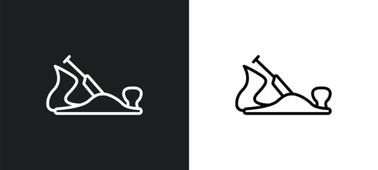 jack plane line icon in white and black colors. jack plane flat vector icon from jack plane collection for web, mobile apps and ui.
