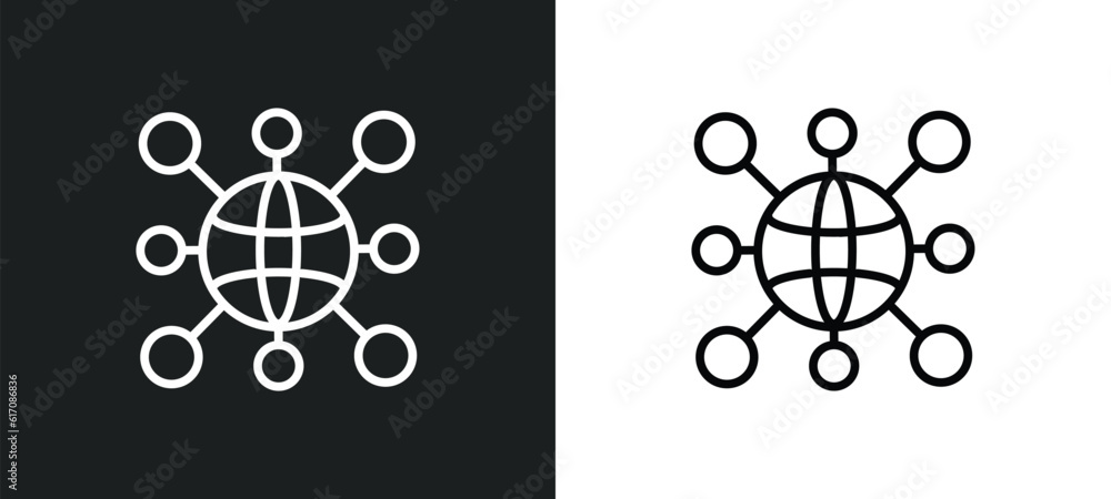 Poster information network line icon in white and black colors. information network flat vector icon from i