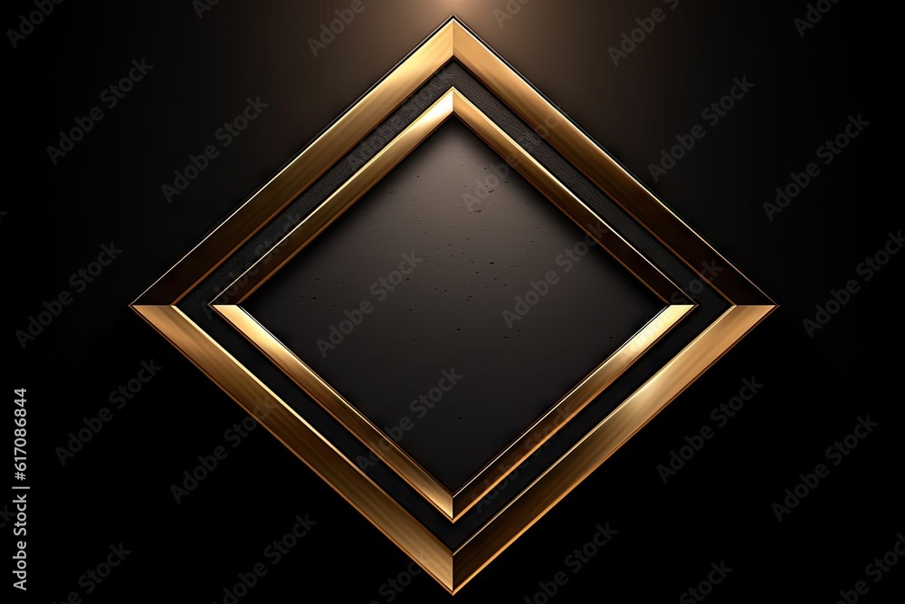 Aufkleber abstract square gold icon design with copy space on black background. generative ai illustrations
