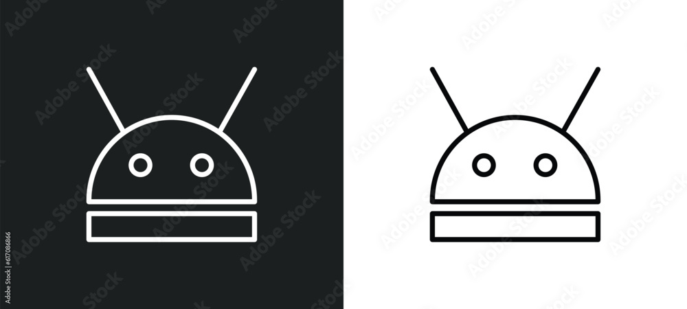 Poster robotic line icon in white and black colors. robotic flat vector icon from robotic collection for we