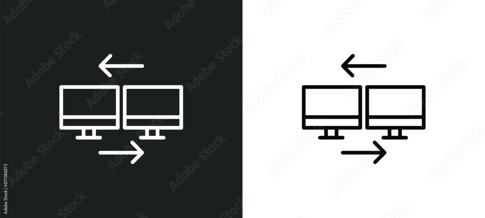 Poster computers line icon in white and black colors. computers flat vector icon from computers collection 