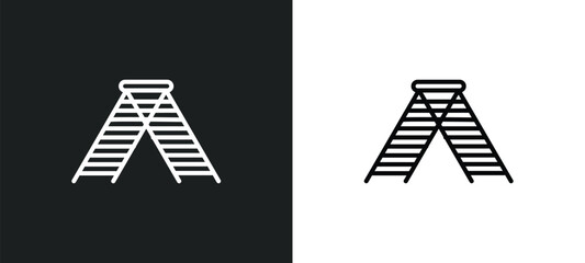 double ladder line icon in white and black colors. double ladder flat vector icon from double ladder collection for web, mobile apps and ui.