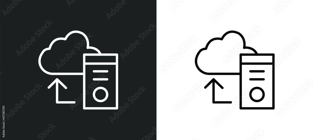 Poster pc storage line icon in white and black colors. pc storage flat vector icon from pc storage collecti