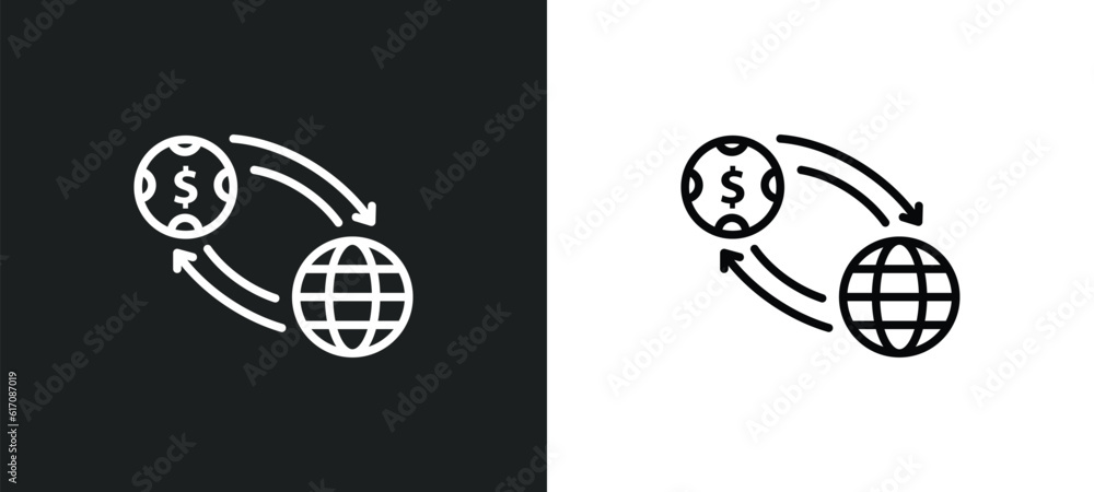 Poster trading line icon in white and black colors. trading flat vector icon from trading collection for we