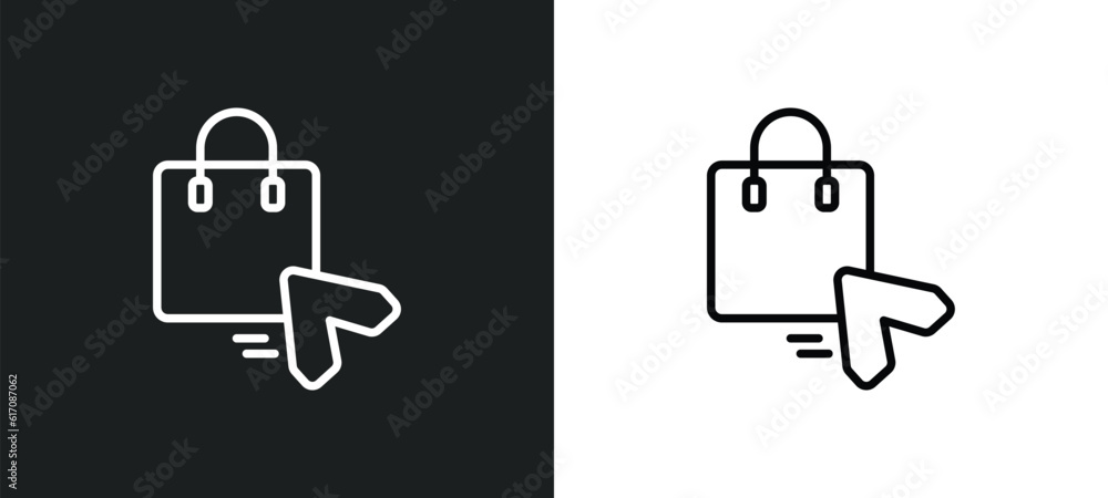 Poster black pointer line icon in white and black colors. black pointer flat vector icon from pointer colle