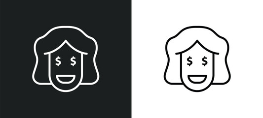 rich smile line icon in white and black colors. rich smile flat vector icon from rich smile collection for web, mobile apps and ui.