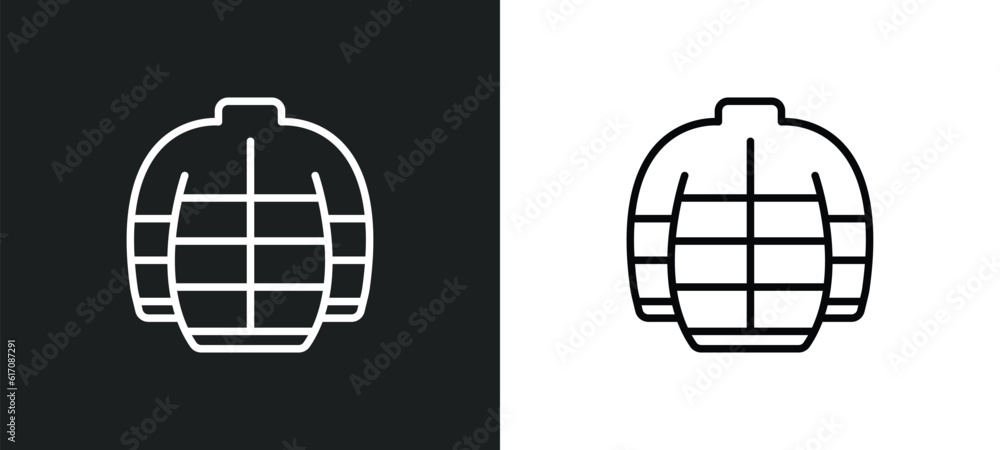 Wall mural puffer jacket line icon in white and black colors. puffer jacket flat vector icon from puffer jacket collection for web, mobile apps and ui.