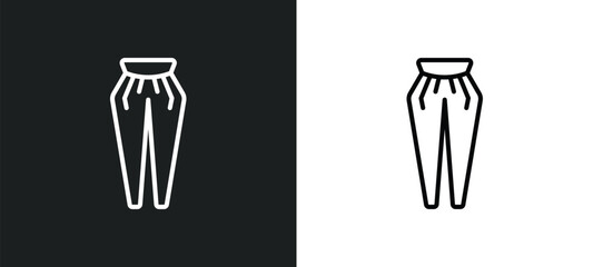 pegged pants line icon in white and black colors. pegged pants flat vector icon from pegged pants collection for web, mobile apps and ui.