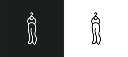 scarf on hanger line icon in white and black colors. scarf on hanger flat vector icon from scarf on hanger collection for web, mobile apps and ui.