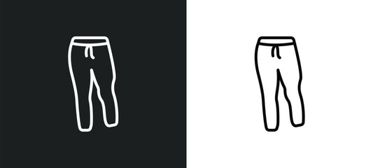 sweatpants line icon in white and black colors. sweatpants flat vector icon from sweatpants collection for web, mobile apps and ui.