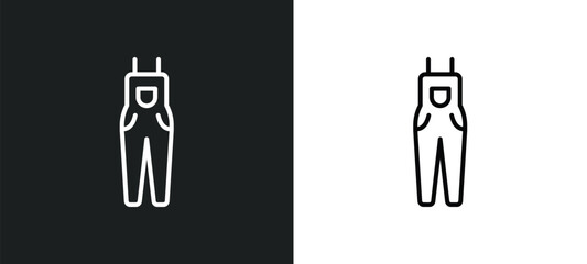dungarees line icon in white and black colors. dungarees flat vector icon from dungarees collection for web, mobile apps and ui.