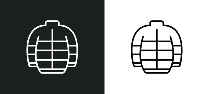 puffer jacket line icon in white and black colors. puffer jacket flat vector icon from puffer jacket collection for web, mobile apps and ui.
