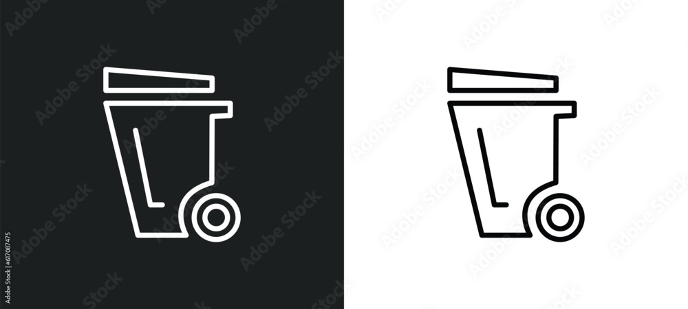 Poster wiping trash can line icon in white and black colors. wiping trash can flat vector icon from wiping 