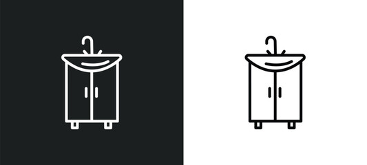sink line icon in white and black colors. sink flat vector icon from sink collection for web, mobile apps and ui.
