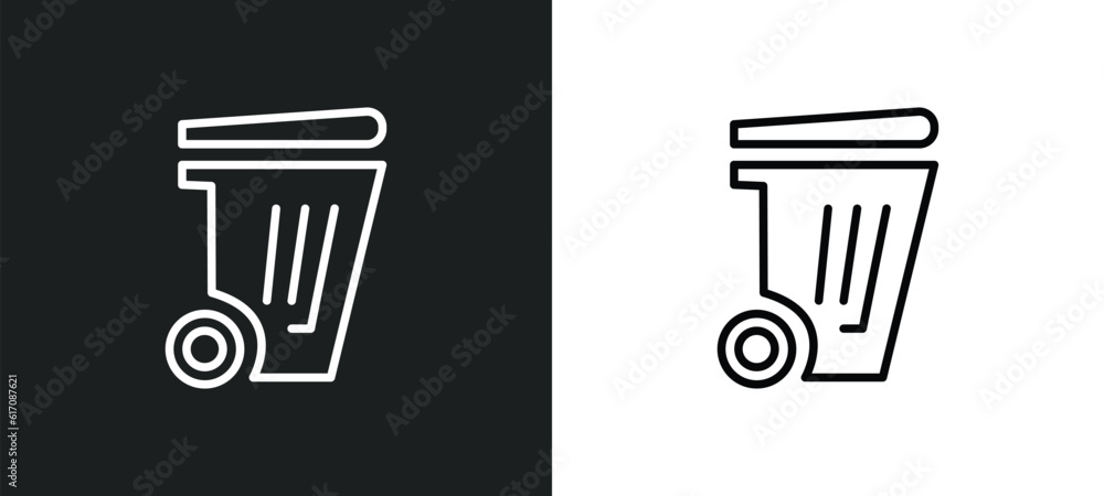 Poster garbage line icon in white and black colors. garbage flat vector icon from garbage collection for we