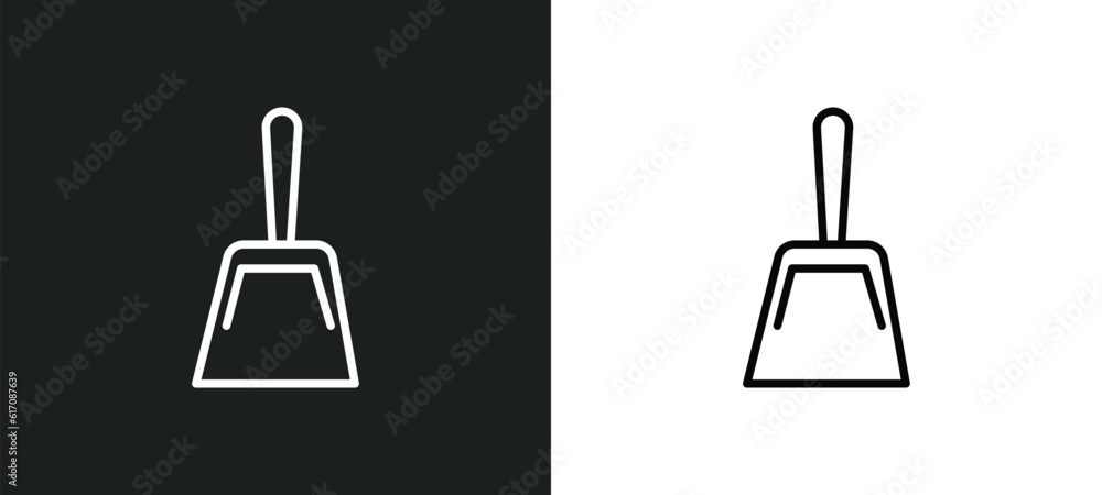 Poster dustpan line icon in white and black colors. dustpan flat vector icon from dustpan collection for we