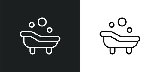 bathtub cleaning line icon in white and black colors. bathtub cleaning flat vector icon from bathtub cleaning collection for web, mobile apps and ui.