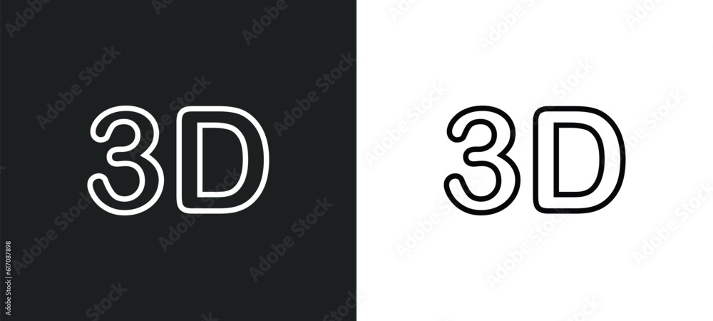 Poster 3d text line icon in white and black colors. 3d text flat vector icon from 3d text collection for we