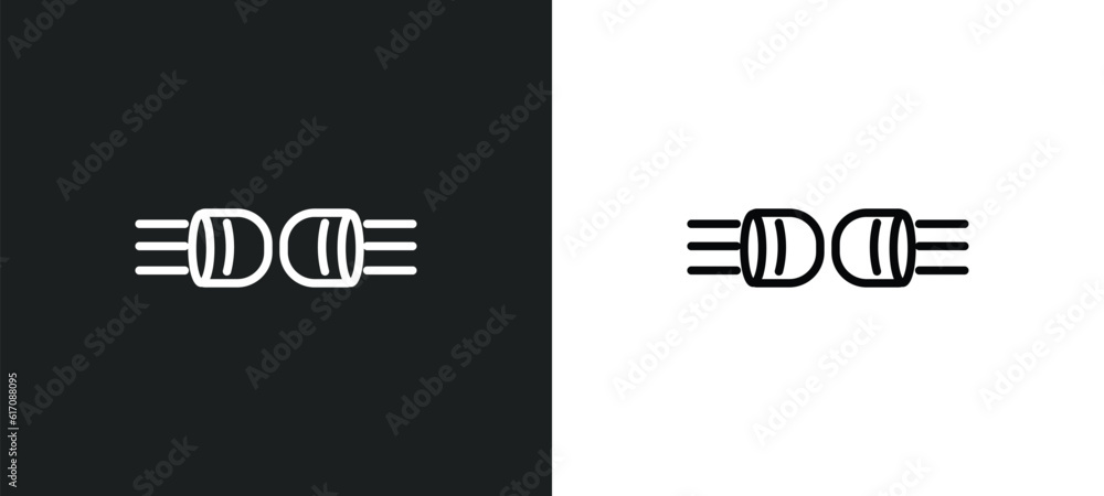 Poster car indicator line icon in white and black colors. car indicator flat vector icon from car indicator