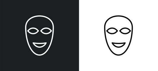 smile mask line icon in white and black colors. smile mask flat vector icon from smile mask collection for web, mobile apps and ui.