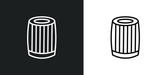 car oil filter line icon in white and black colors. car oil filter flat vector icon from car oil filter collection for web, mobile apps and ui.