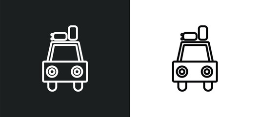 car luggage rack line icon in white and black colors. car luggage rack flat vector icon from car luggage rack collection for web, mobile apps and ui.