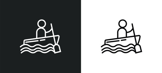 rafting line icon in white and black colors. rafting flat vector icon from rafting collection for web, mobile apps and ui.