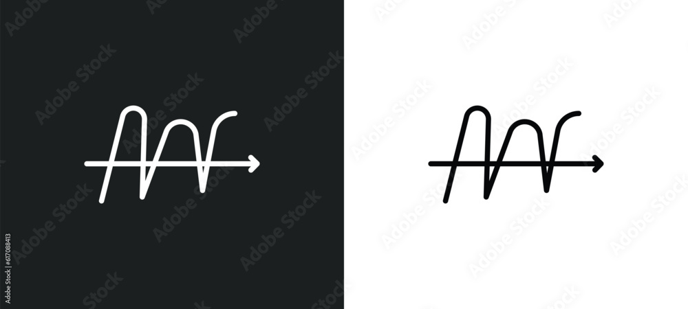 Poster wave chart line icon in white and black colors. wave chart flat vector icon from wave chart collecti