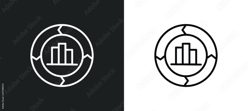 Poster value chart line icon in white and black colors. value chart flat vector icon from value chart colle
