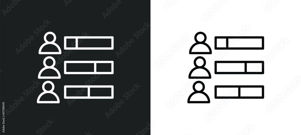 Poster user stats line icon in white and black colors. user stats flat vector icon from user stats collecti