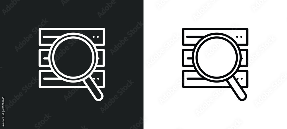 Poster stock data analysis line icon in white and black colors. stock data analysis flat vector icon from s
