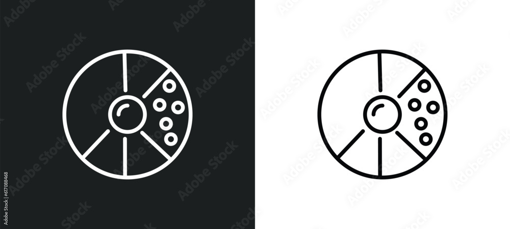 Poster round value chart line icon in white and black colors. round value chart flat vector icon from round