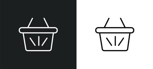 basket line icon in white and black colors. basket flat vector icon from basket collection for web, mobile apps and ui.