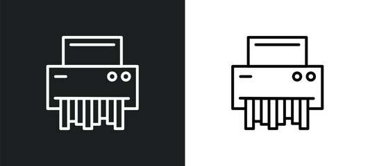 paper shredder line icon in white and black colors. paper shredder flat vector icon from paper shredder collection for web, mobile apps and ui.