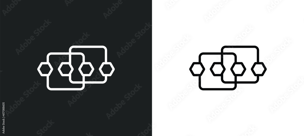 Poster points connected chart line icon in white and black colors. points connected chart flat vector icon 